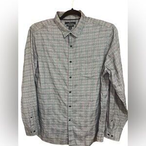 Marc Anthony Slim-Fit  Gray Plaid Soft-Touch Flannel Luxury Fabric Shirt Size XL
